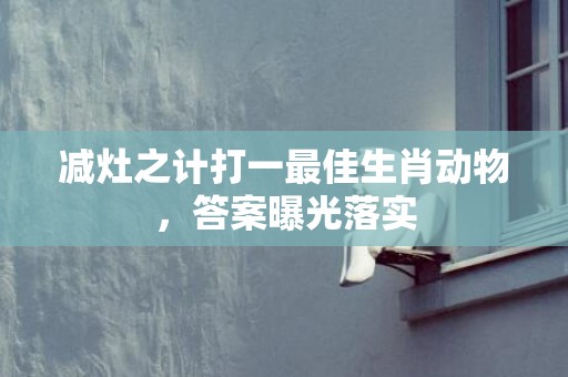 减灶之计打一最佳生肖动物，答案曝光落实
