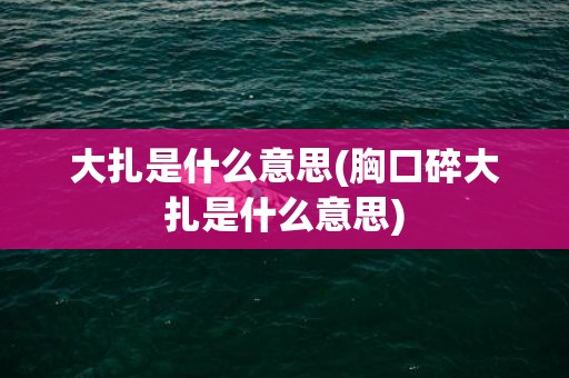 大扎是什么意思(胸口碎大扎是什么意思)