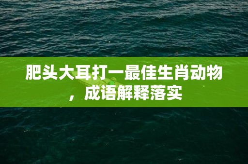 肥头大耳打一最佳生肖动物，成语解释落实