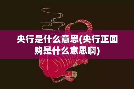 央行是什么意思(央行正回购是什么意思啊)
