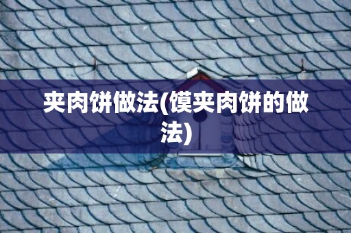 夹肉饼做法(馍夹肉饼的做法)