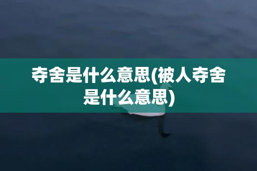 夺舍是什么意思(被人夺舍是什么意思)