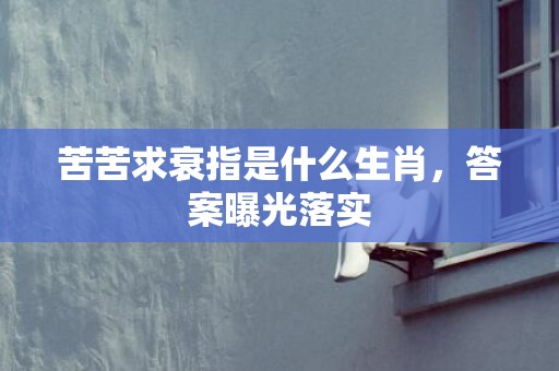 苦苦求衰指是什么生肖，答案曝光落实
