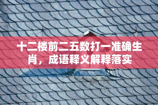 十二楼前二五数打一准确生肖，成语释义解释落实