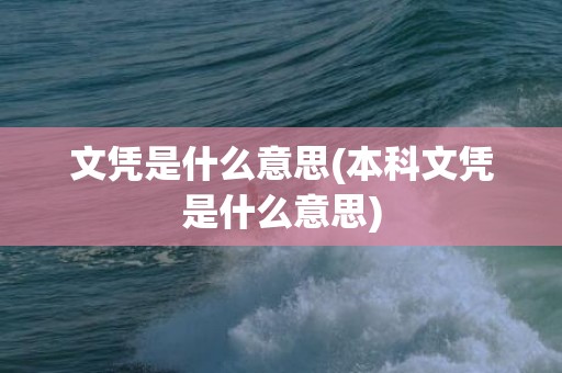 文凭是什么意思(本科文凭是什么意思)