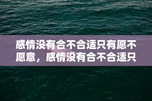 感情没有合不合适只有愿不愿意，感情没有合不合适只有爱不爱