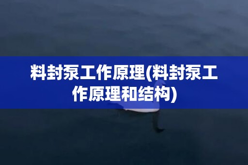 料封泵工作原理(料封泵工作原理和结构)