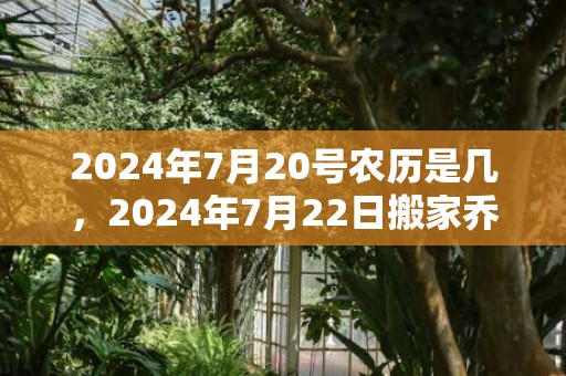2024年7月20号农历是几，2024年7月22日搬家乔迁好不好
