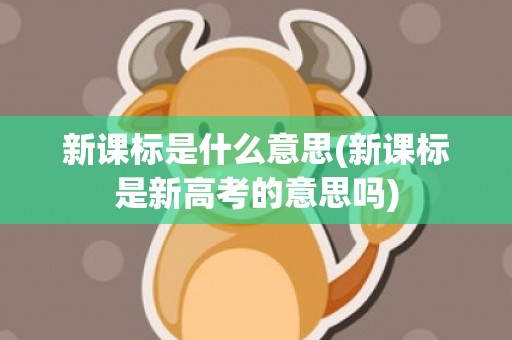 新课标是什么意思(新课标是新高考的意思吗)
