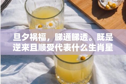 旦夕祸福，睇通睇透。既是逆来且顺受代表什么生肖星座，词语释义落实解释