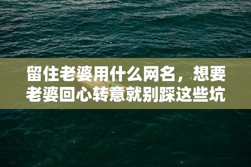 留住老婆用什么网名，想要老婆回心转意就别踩这些坑