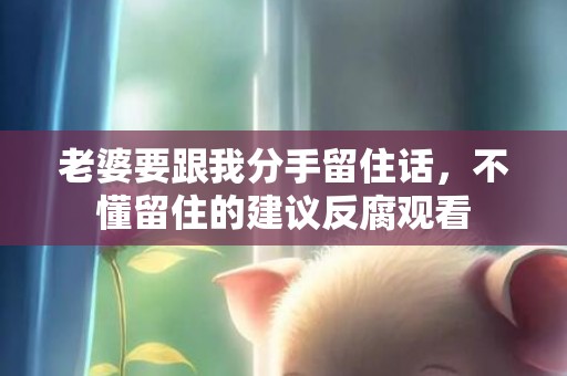老婆要跟我分手留住话，不懂留住的建议反腐观看