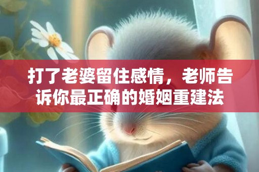 打了老婆留住感情，老师告诉你最正确的婚姻重建法