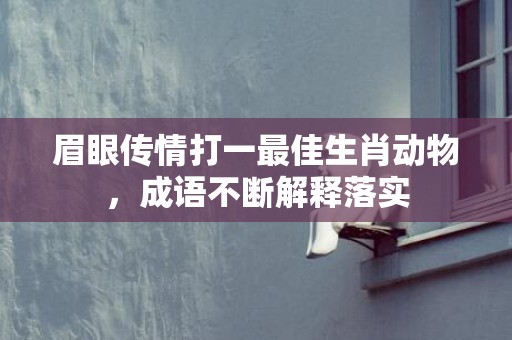 眉眼传情打一最佳生肖动物，成语不断解释落实插图