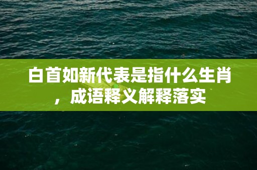 白首如新代表是指什么生肖，成语释义解释落实插图
