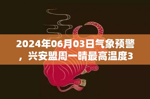 2024年06月03日气象预警，兴安盟周一晴最高温度30℃