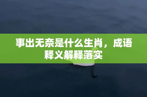 事出无奈是什么生肖，成语释义解释落实插图