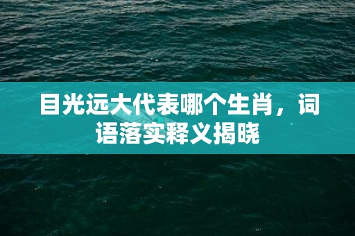 目光远大代表哪个生肖，词语落实释义揭晓