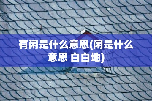 有闲是什么意思(闲是什么意思 白白地)