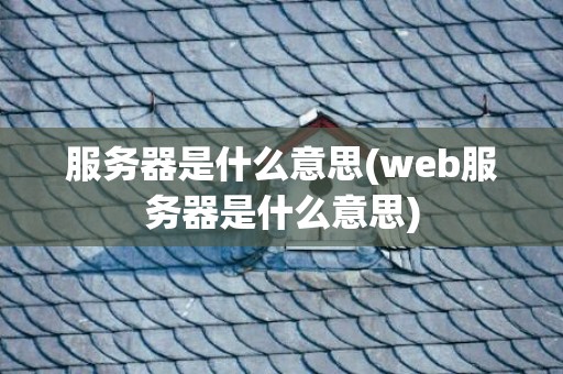 服务器是什么意思(web服务器是什么意思)
