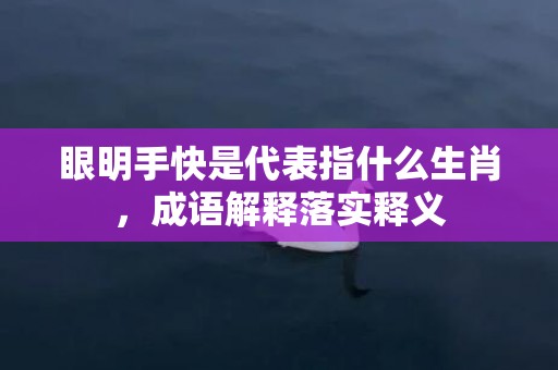 眼明手快是代表指什么生肖，成语解释落实释义