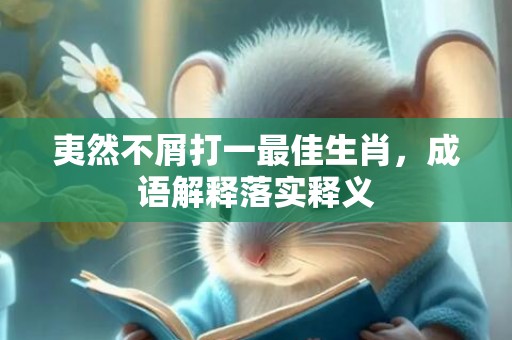 夷然不屑打一最佳生肖，成语解释落实释义插图