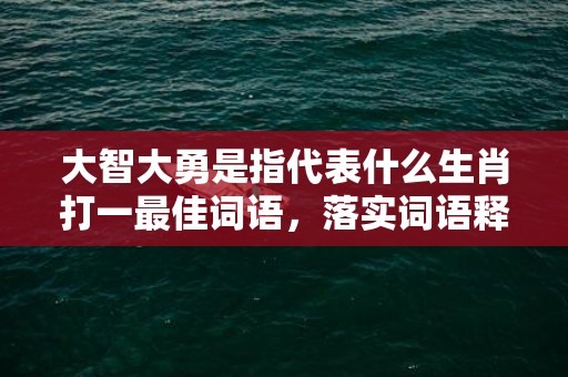 大智大勇是指代表什么生肖打一最佳词语，落实词语释义解释