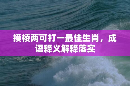 摸棱两可打一最佳生肖，成语释义解释落实插图