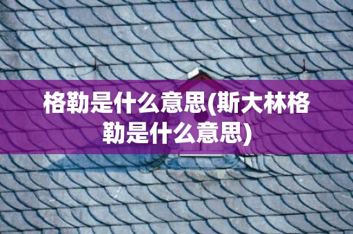 格勒是什么意思(斯大林格勒是什么意思)