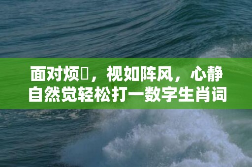 面对烦擾，视如阵风，心静自然觉轻松打一数字生肖词语，成语释义解释落实