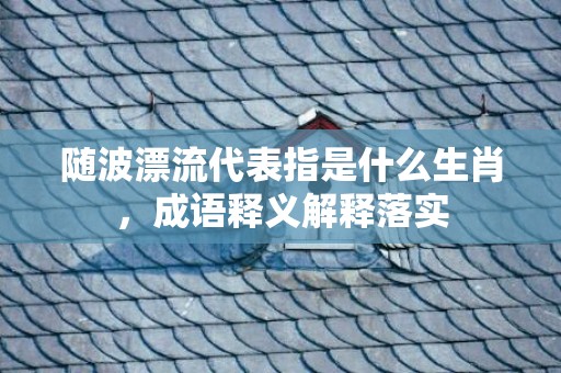 随波漂流代表指是什么生肖，成语释义解释落实插图