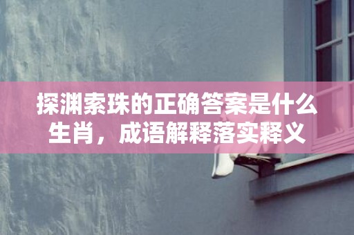 探渊索珠的正确答案是什么生肖，成语解释落实释义插图