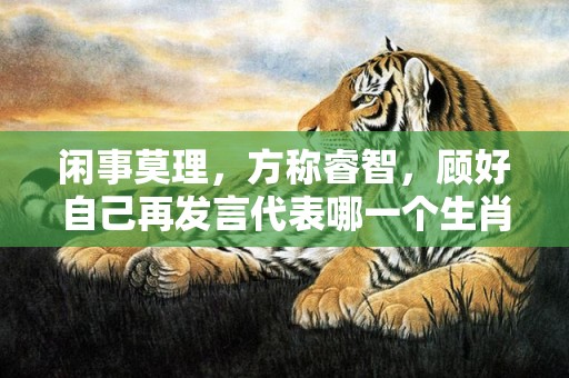 闲事莫理，方称睿智，顾好自己再发言代表哪一个生肖，成语释义解释落实