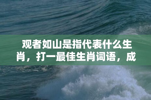  观者如山是指代表什么生肖，打一最佳生肖词语，成语释义解释落实