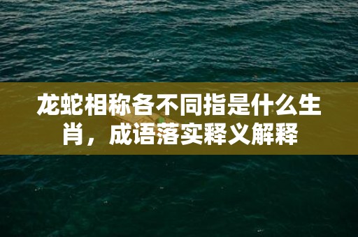 龙蛇相称各不同指是什么生肖，成语落实释义解释插图