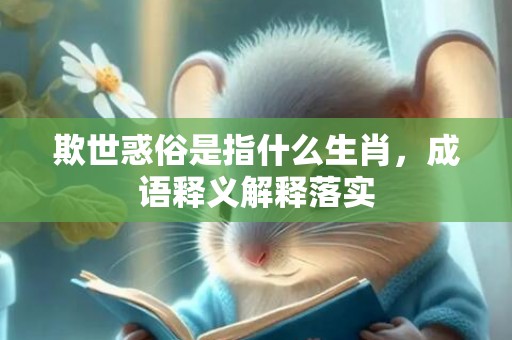 欺世惑俗是指什么生肖，成语释义解释落实