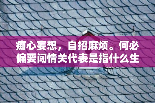 痴心妄想，自招麻烦。何必偏要闯情关代表是指什么生肖，成语释义解释落实