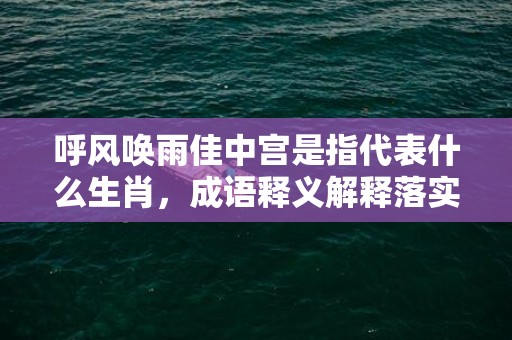 呼风唤雨佳中宫是指代表什么生肖，成语释义解释落实插图