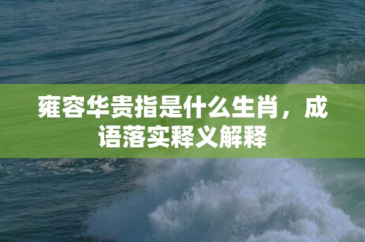 雍容华贵指是什么生肖，成语落实释义解释插图