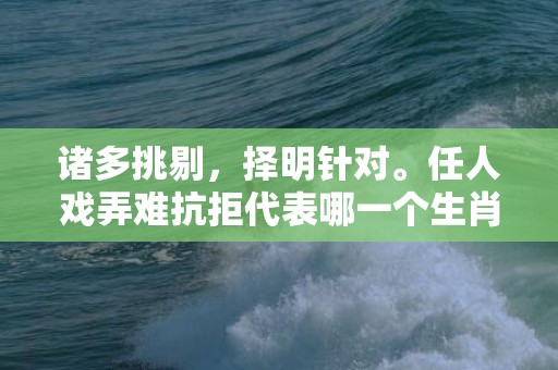 诸多挑剔，择明针对。任人戏弄难抗拒代表哪一个生肖，成语释义解释落实