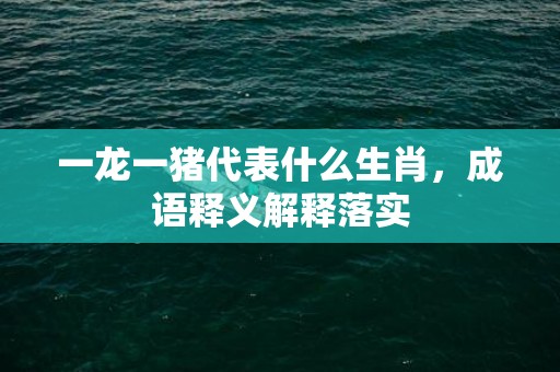 一龙一猪代表什么生肖，成语释义解释落实