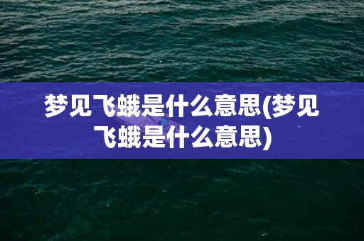 梦见飞蛾是什么意思(梦见飞蛾是什么意思)
