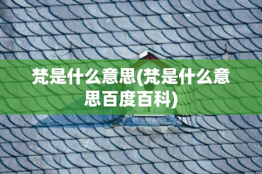 梵是什么意思(梵是什么意思百度百科)