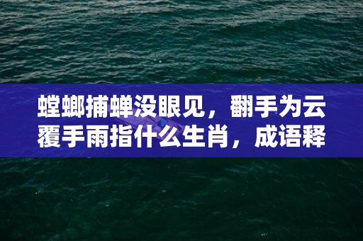 螳螂捕蝉没眼见，翻手为云覆手雨指什么生肖，成语释义解释落实插图