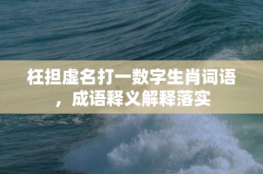枉担虚名打一数字生肖词语，成语释义解释落实