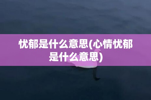 忧郁是什么意思(心情忧郁是什么意思)