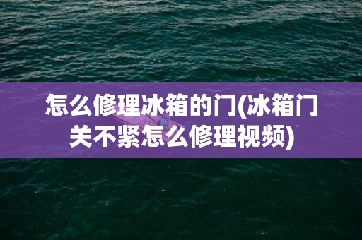 怎么修理冰箱的门(冰箱门关不紧怎么修理视频)