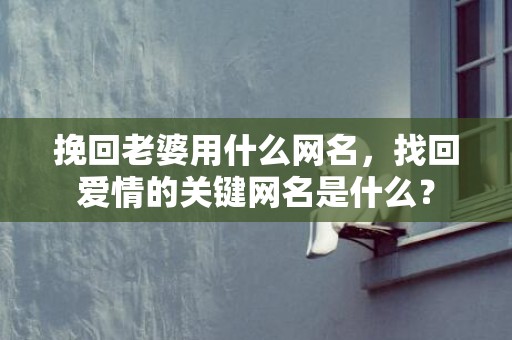 挽回老婆用什么网名，找回爱情的关键网名是什么？