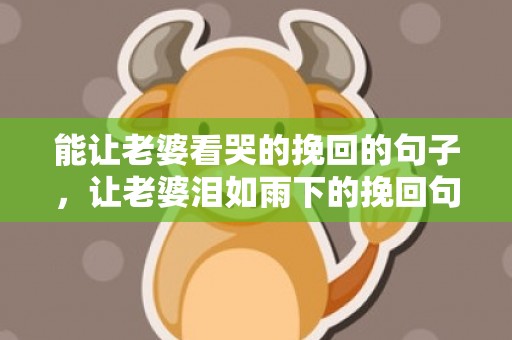 能让老婆看哭的挽回的句子，让老婆泪如雨下的挽回句子大集合！