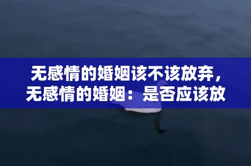 无感情的婚姻该不该放弃，无感情的婚姻：是否应该放弃？